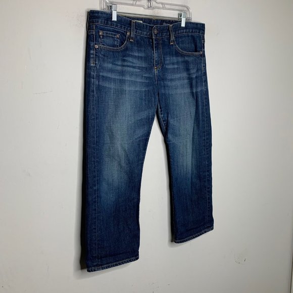 Adriano Goldschmeid The Tomboy Crop Jeans Size 32 Relaxed Straight Blue Denim - Picture 9 of 9